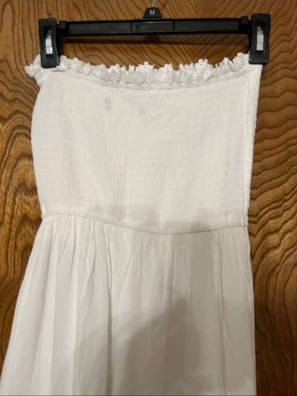 White Strapless Maxi Dress with Lace Trim - Picture 3 of 7